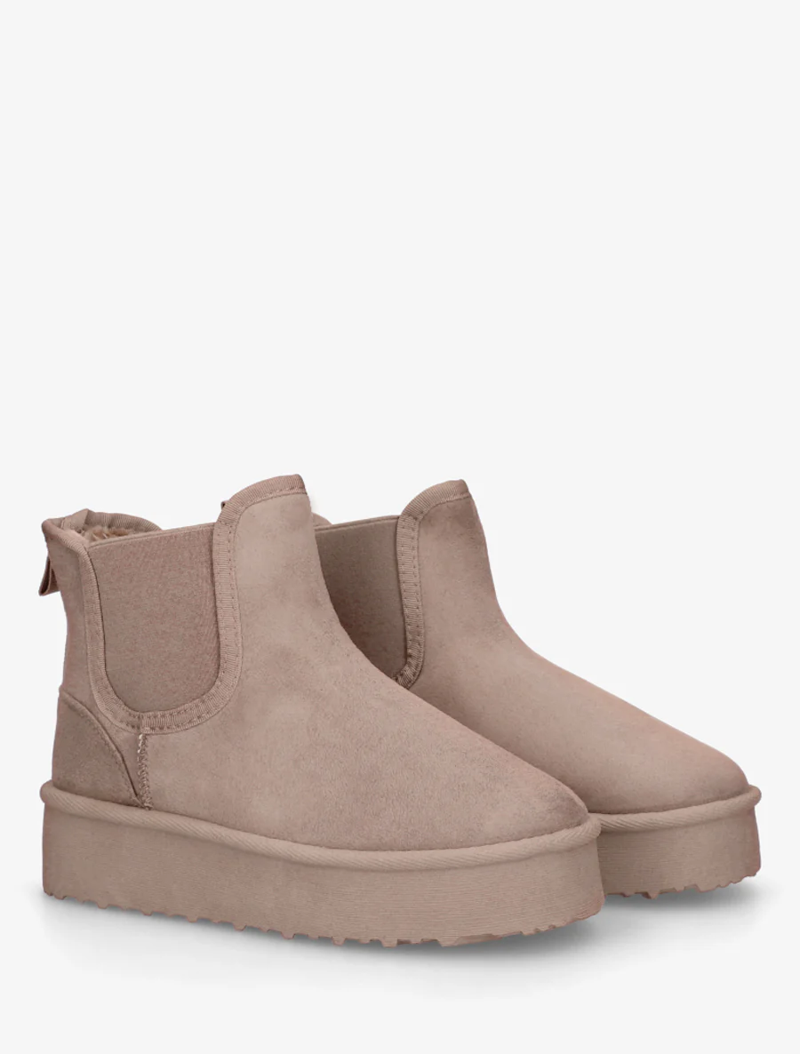 Bottines élastiquées en suédine - Taupe - Image 4