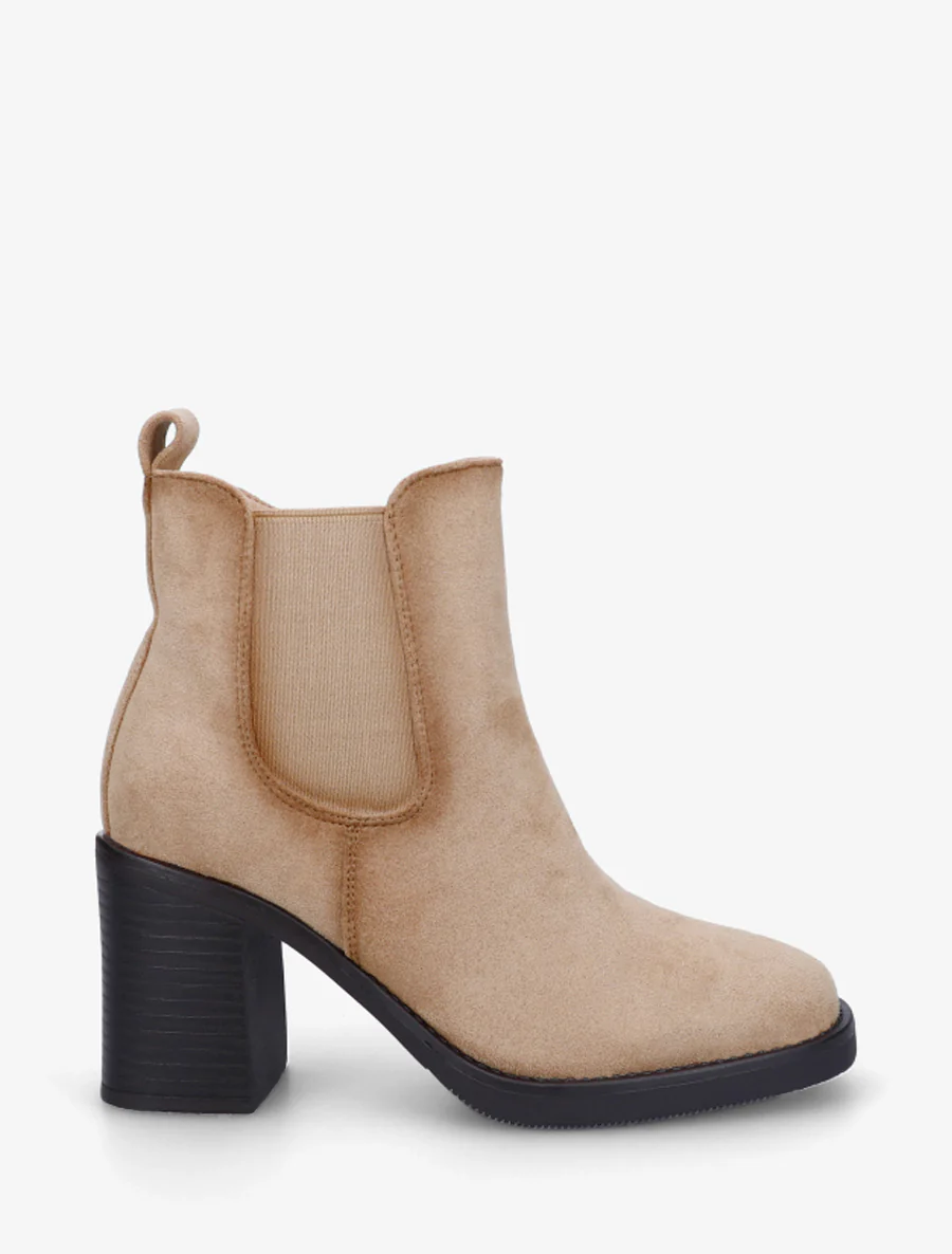 Bottines élastiquées en suédine - Taupe