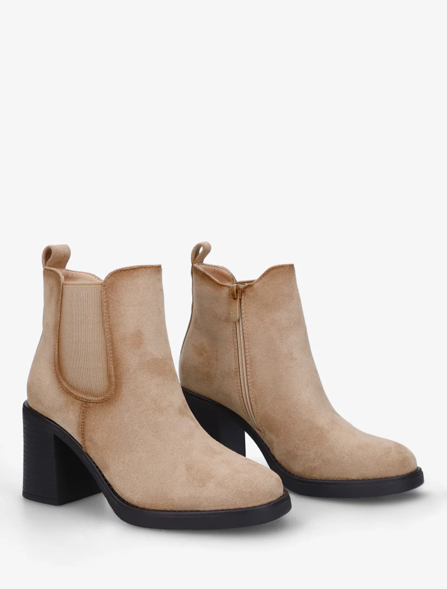 Bottines élastiquées en suédine - Taupe - Image 4