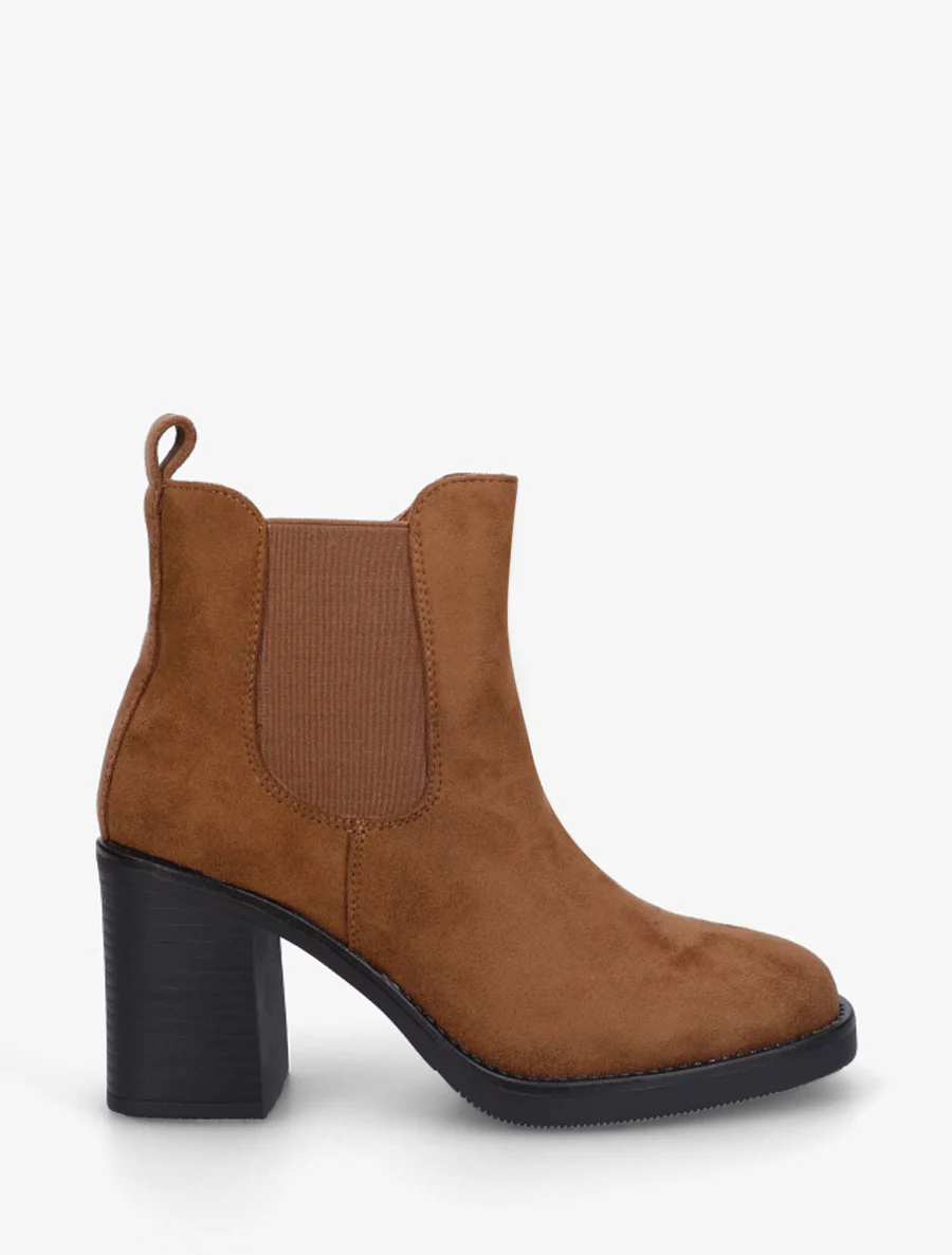 Bottines élastiquées en suédine - Camel