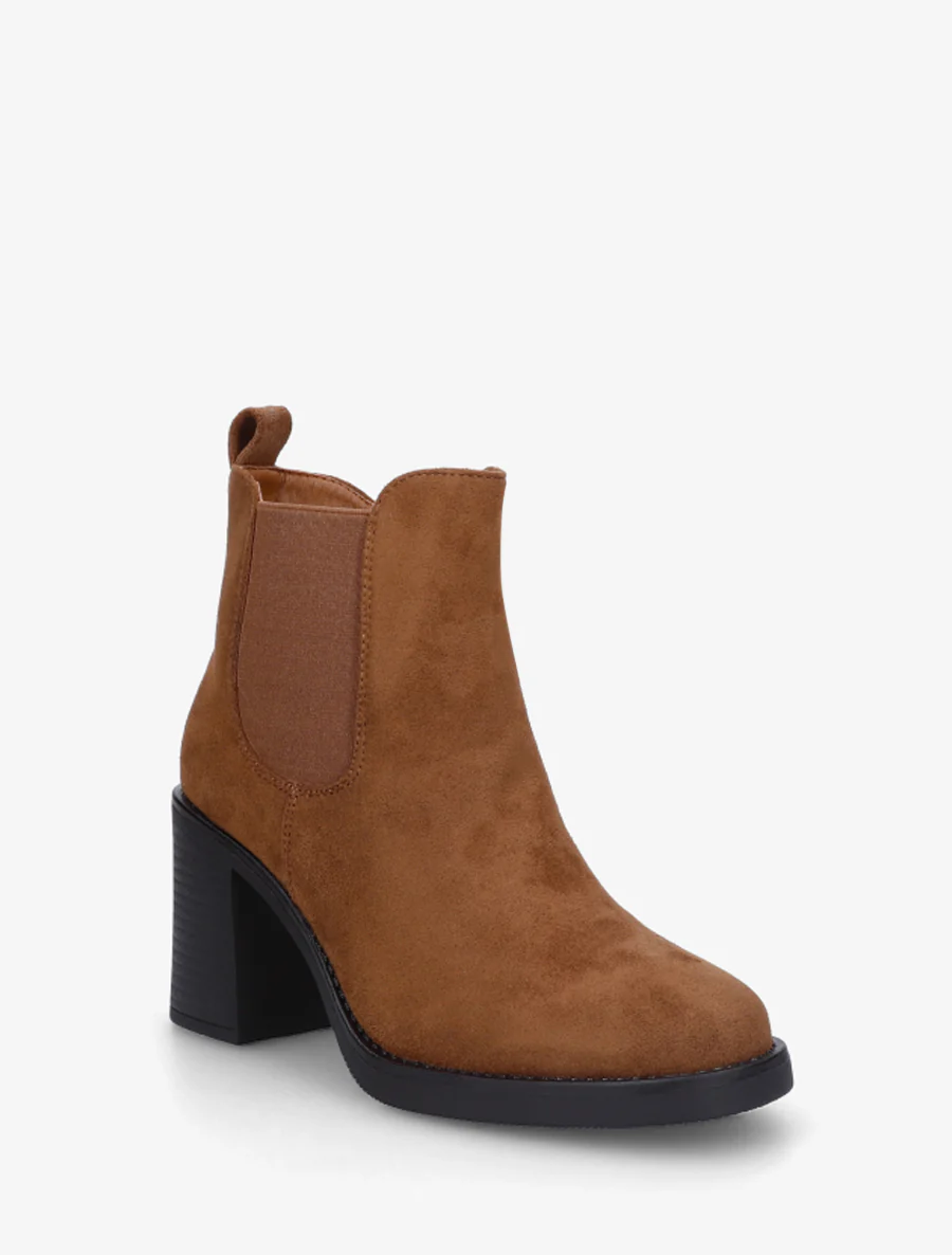Bottines élastiquées en suédine - Camel - Image 2