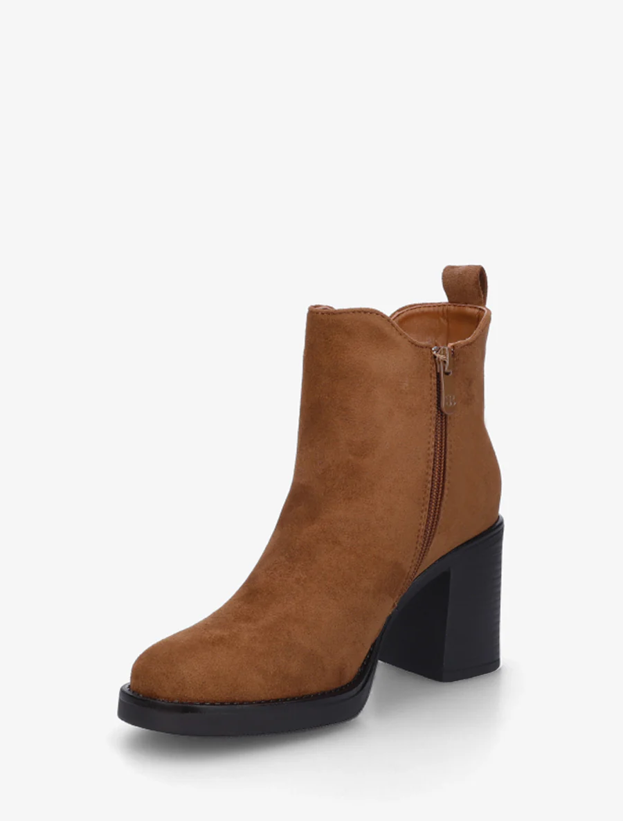 Bottines élastiquées en suédine - Camel - Image 3