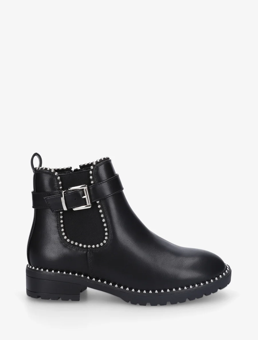 Bottines élastiquées et cloutées en simili - Noir