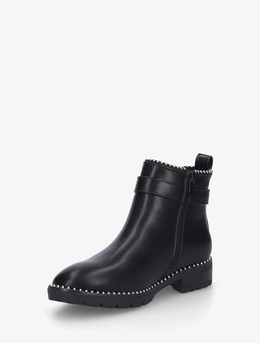 Bottines élastiquées et cloutées en simili - Noir - Image 3