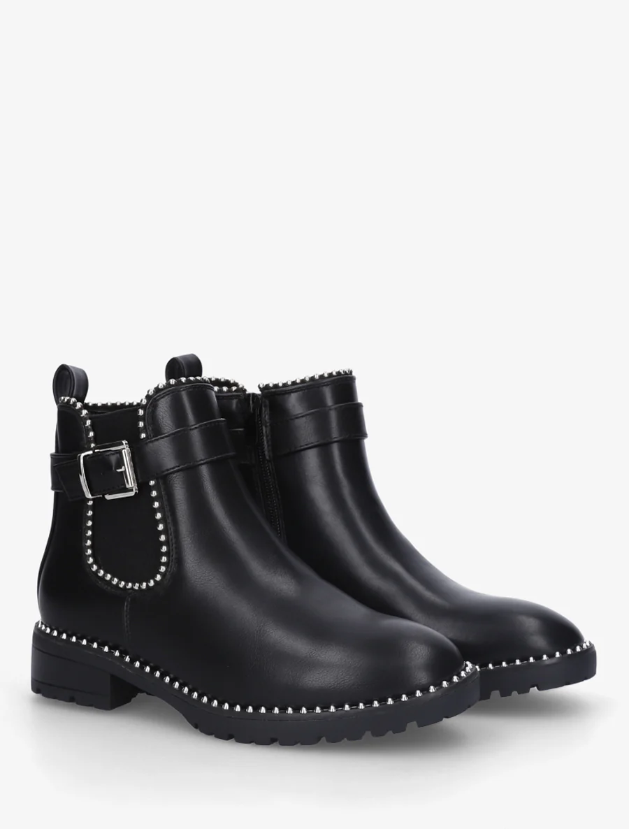 Bottines élastiquées et cloutées en simili - Noir - Image 4