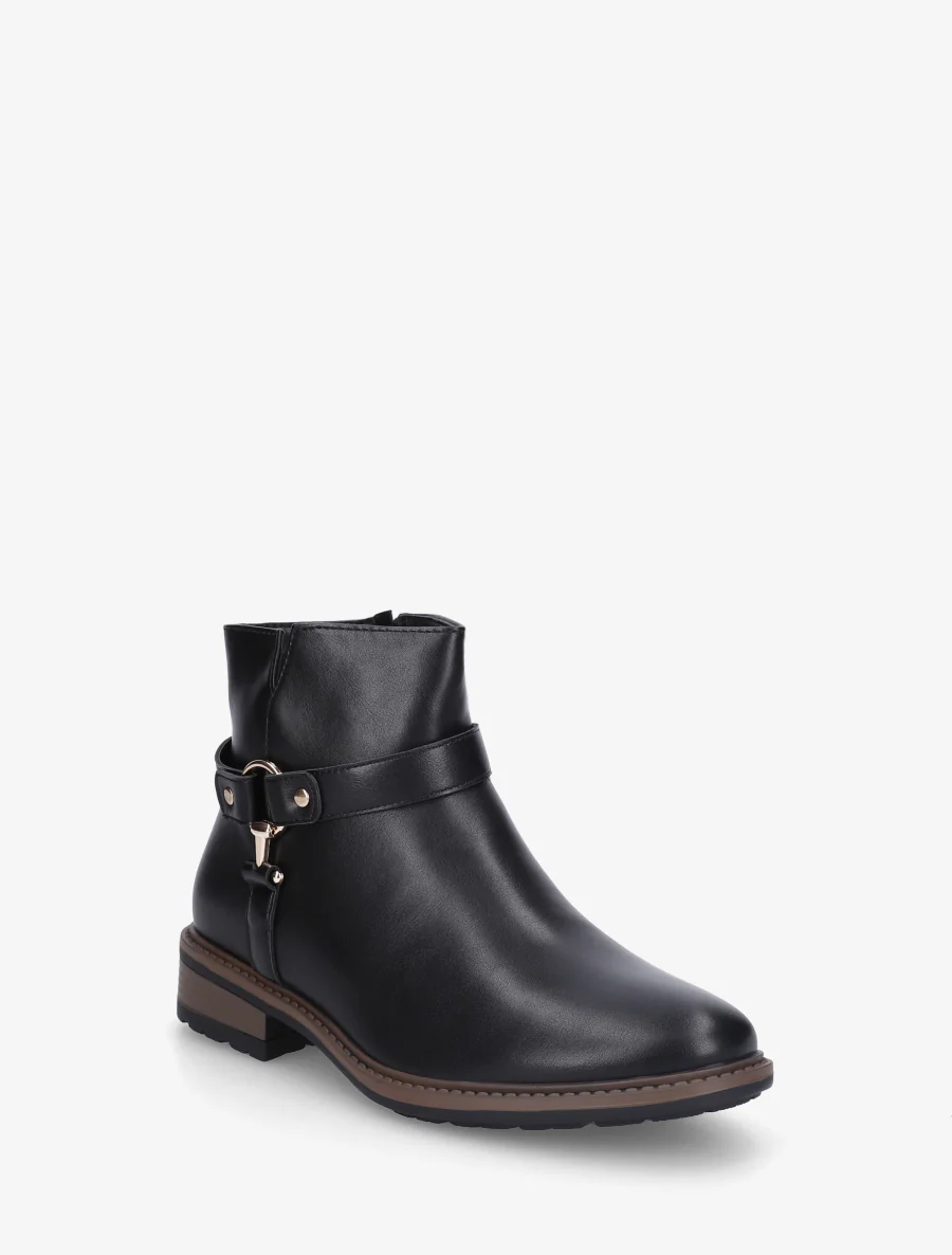 Bottines en simili à boucle décorative - Noir - Image 2
