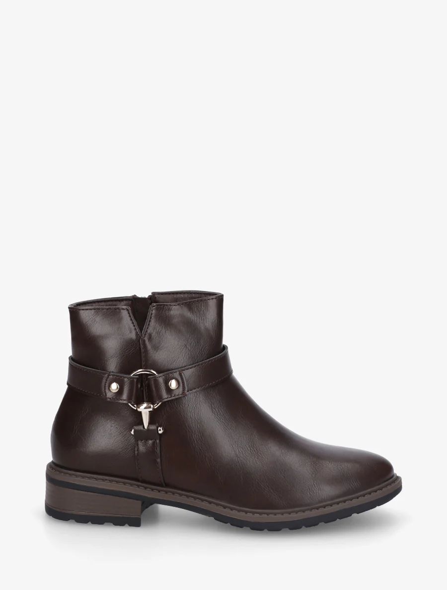 Bottines en simili à boucle décorative - Marron
