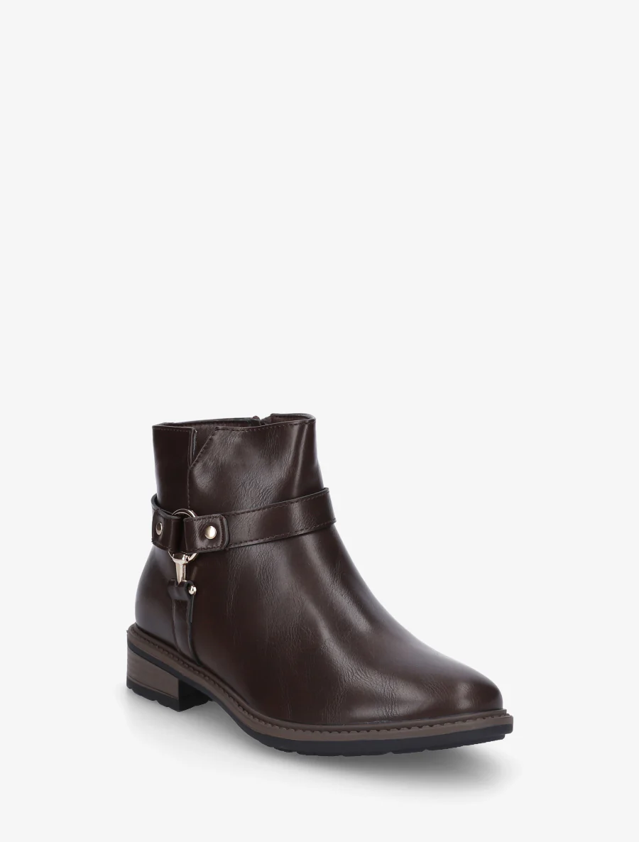 Bottines en simili à boucle décorative - Marron - Image 2