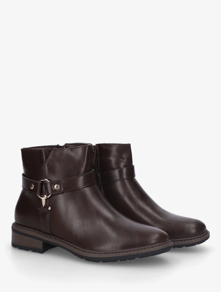 Bottines en simili à boucle décorative - Marron - Image 4