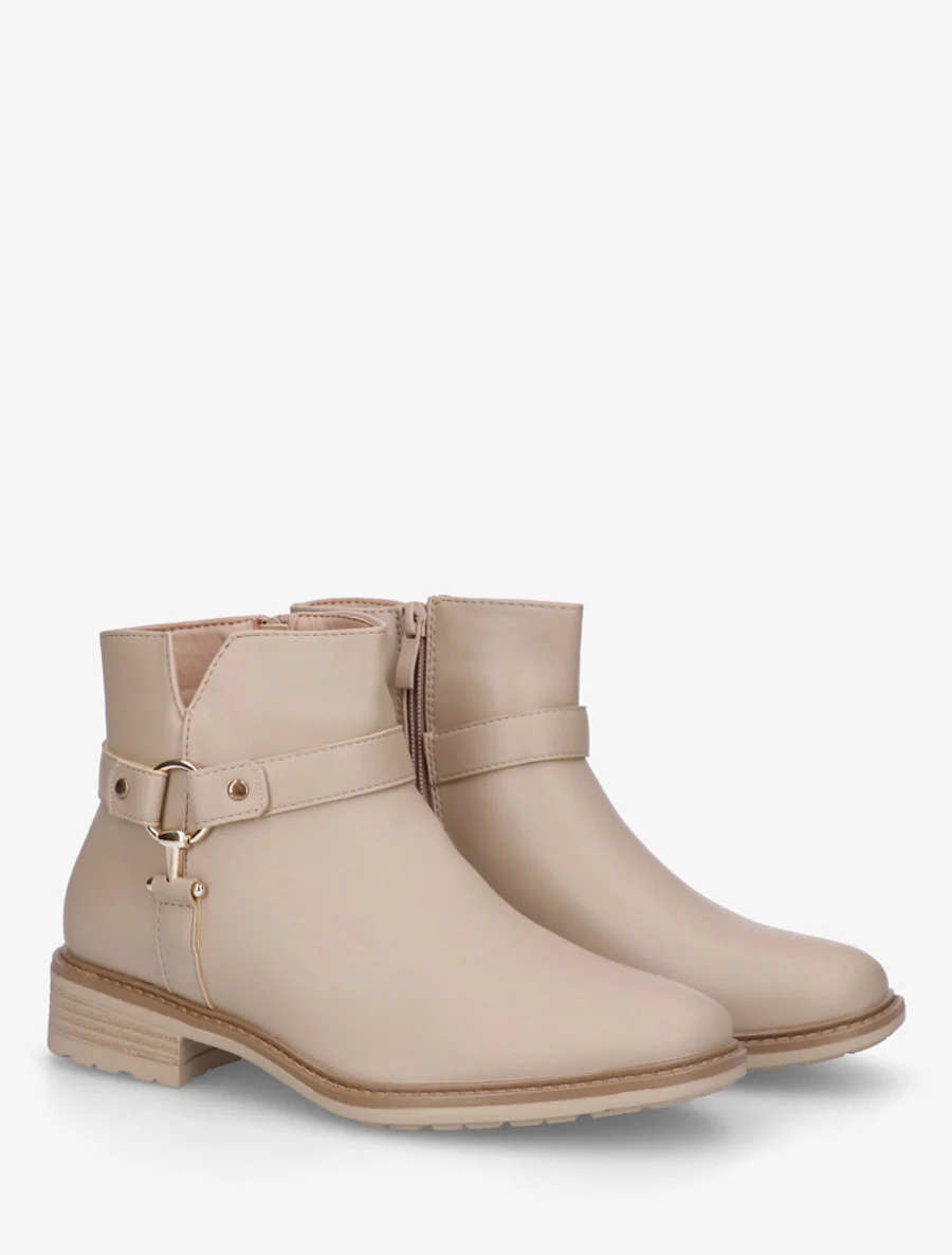 Bottines en simili à boucle décorative - Beige - Image 4