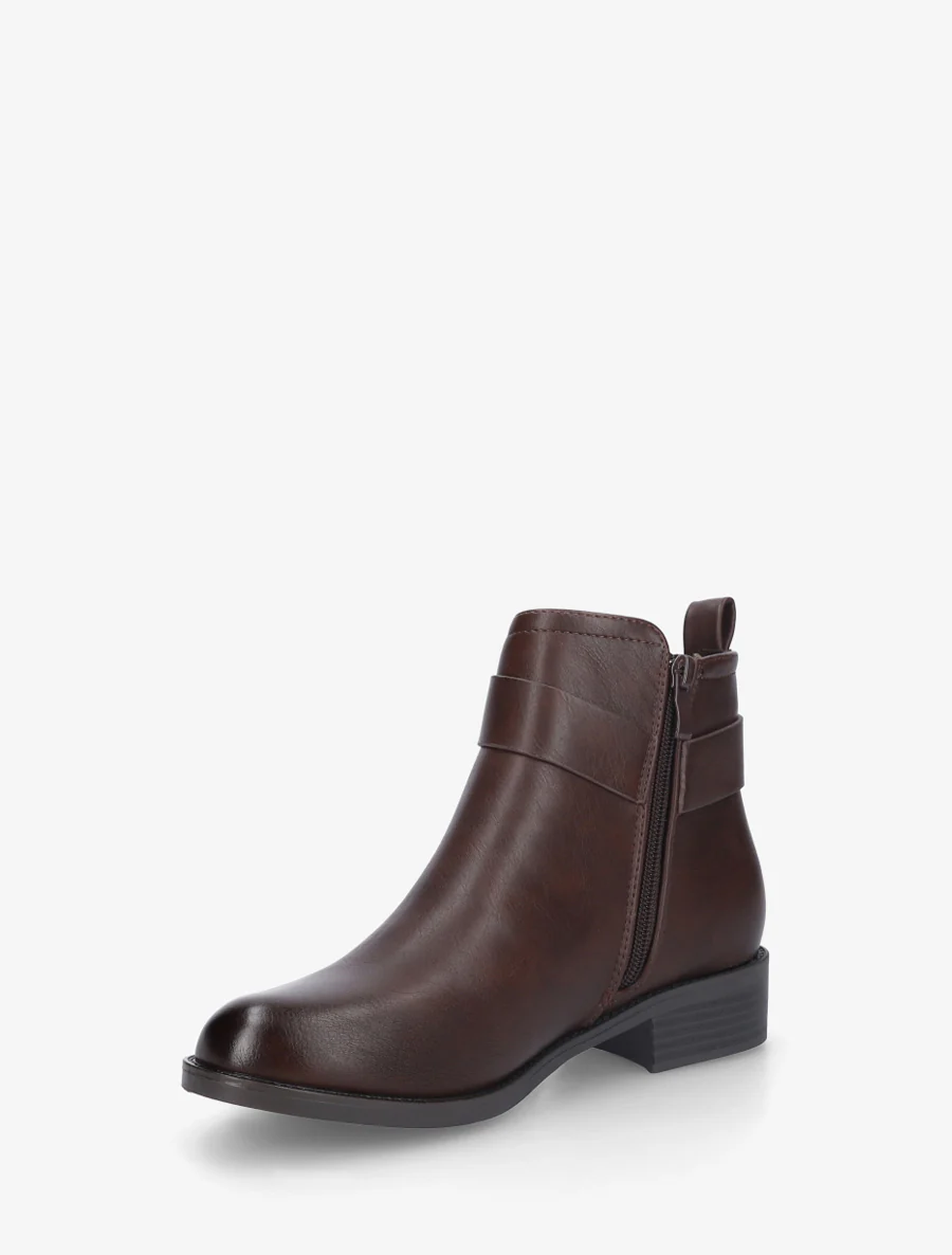 Bottines en simili à boucle décorative - Marron - Image 3