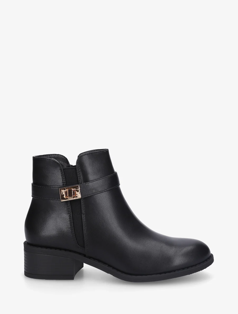 Bottines en simili à cheville élastiquée - Noir