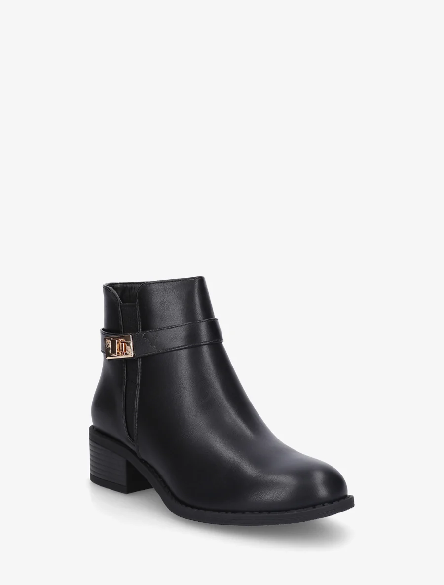 Bottines en simili à cheville élastiquée - Noir - Image 2
