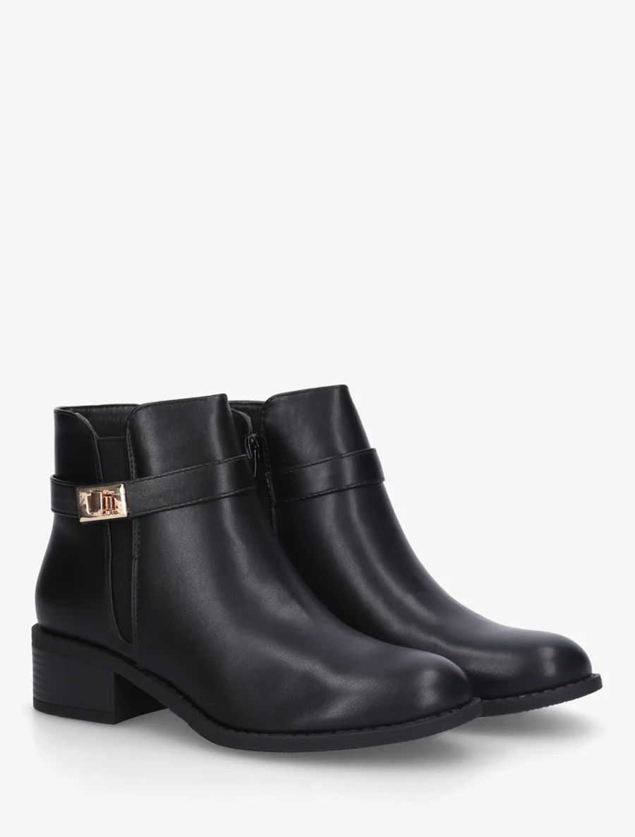 Bottines en simili à cheville élastiquée - Noir - Image 4
