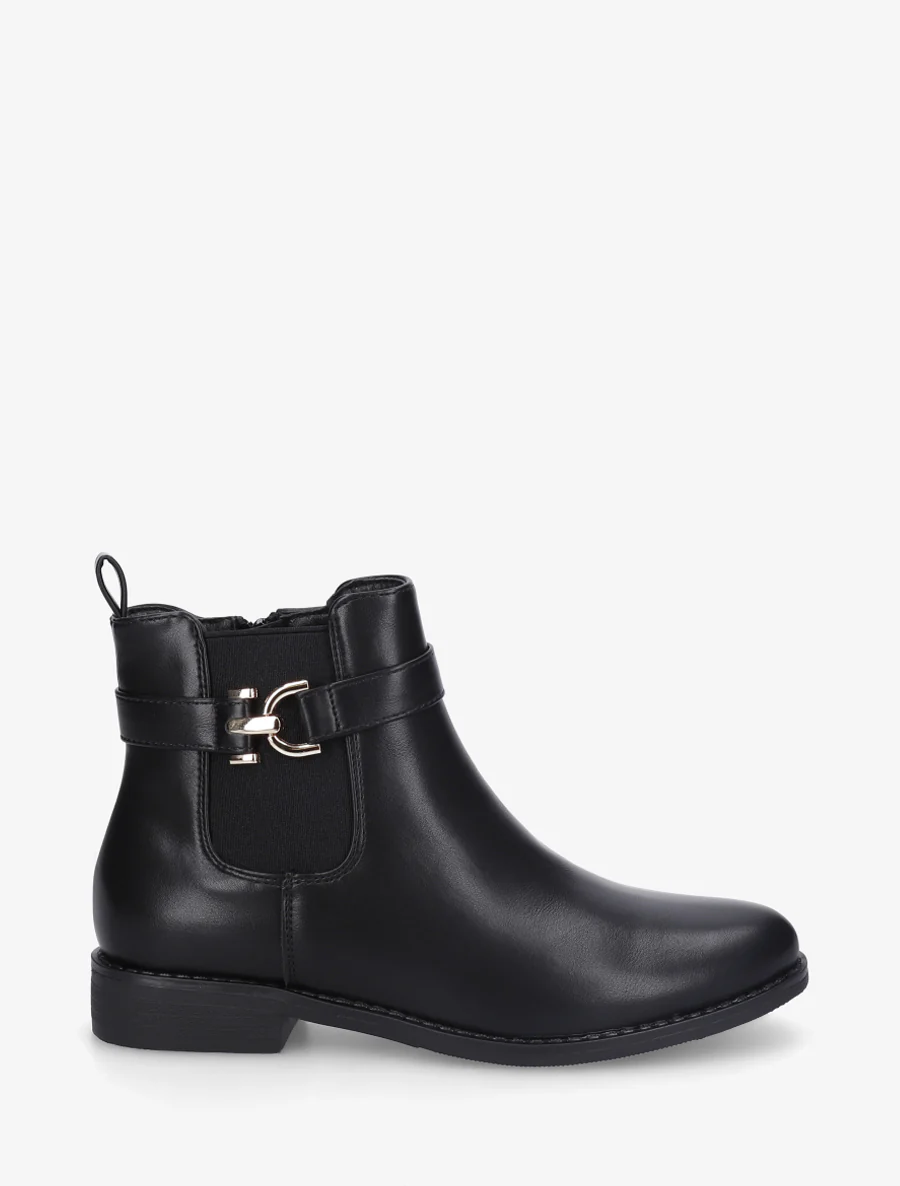 Bottines en simili à cheville élastiquée - Noir