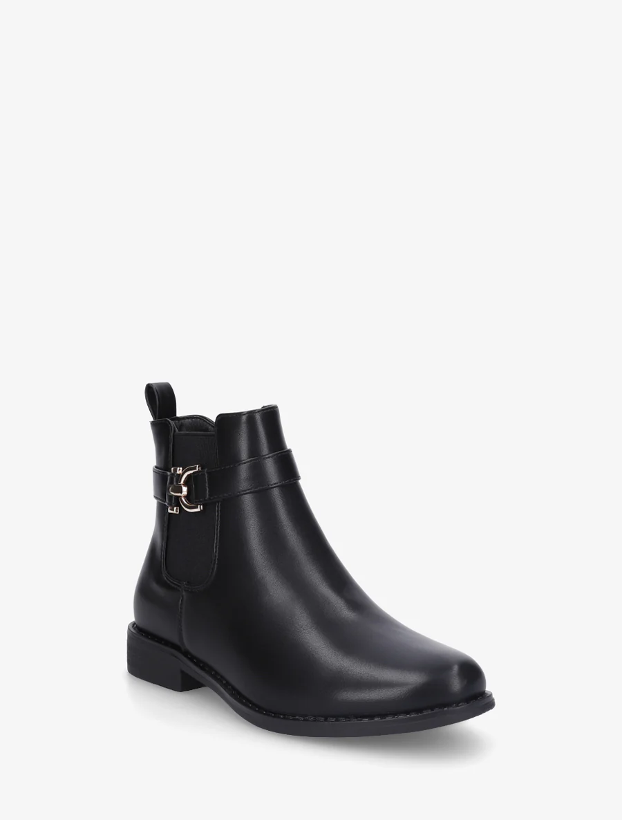 Bottines en simili à cheville élastiquée - Noir - Image 2