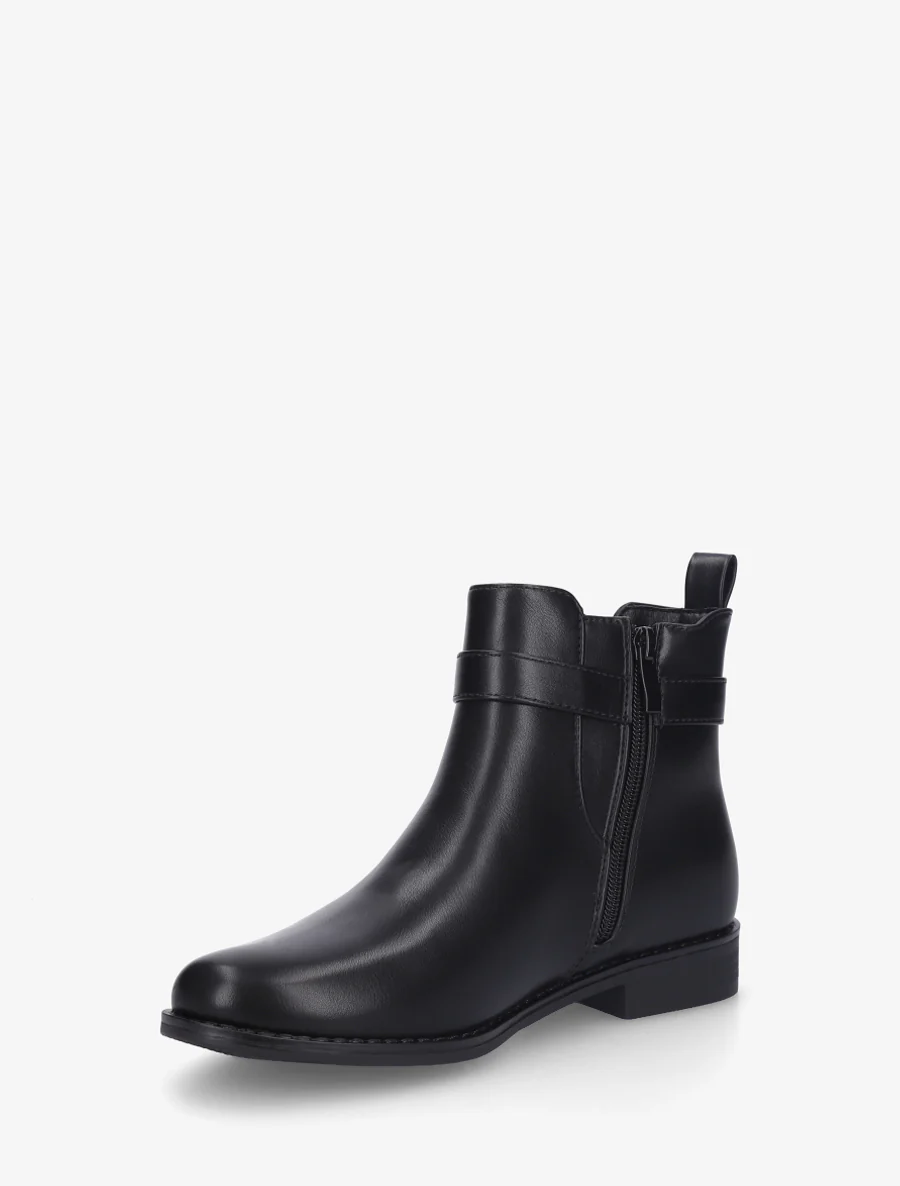 Bottines en simili à cheville élastiquée - Noir - Image 3