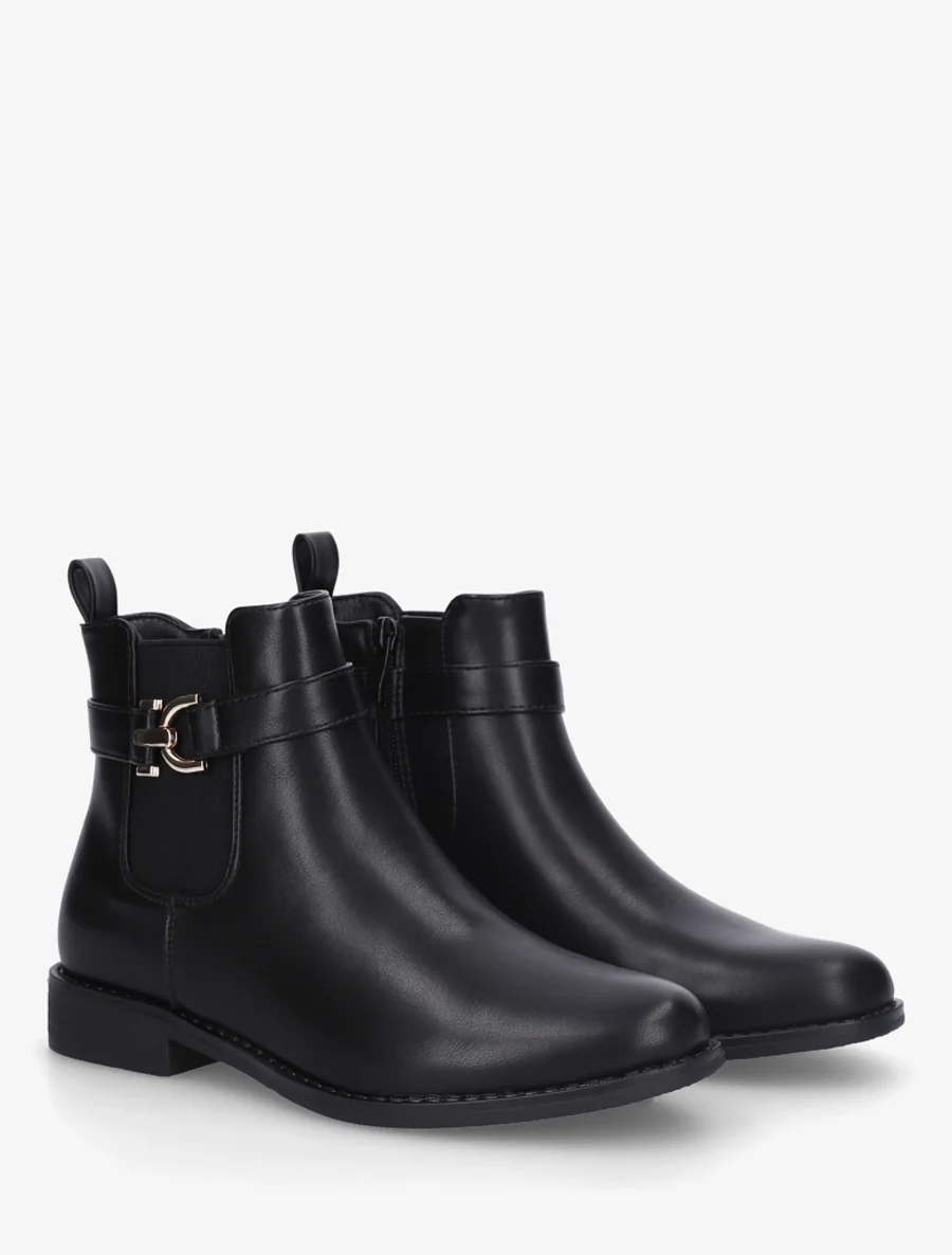 Bottines en simili à cheville élastiquée - Noir - Image 4