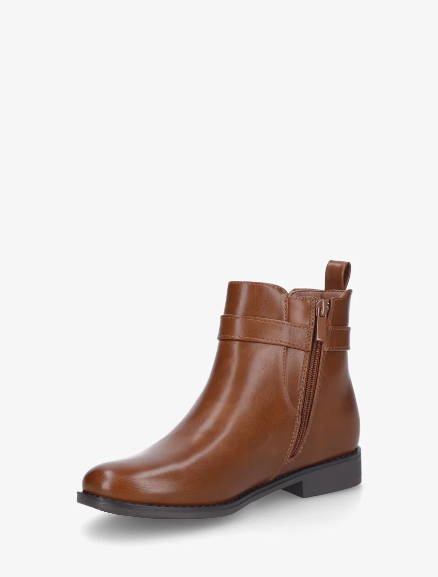 Bottines en simili à cheville élastiquée - Camel - Image 3