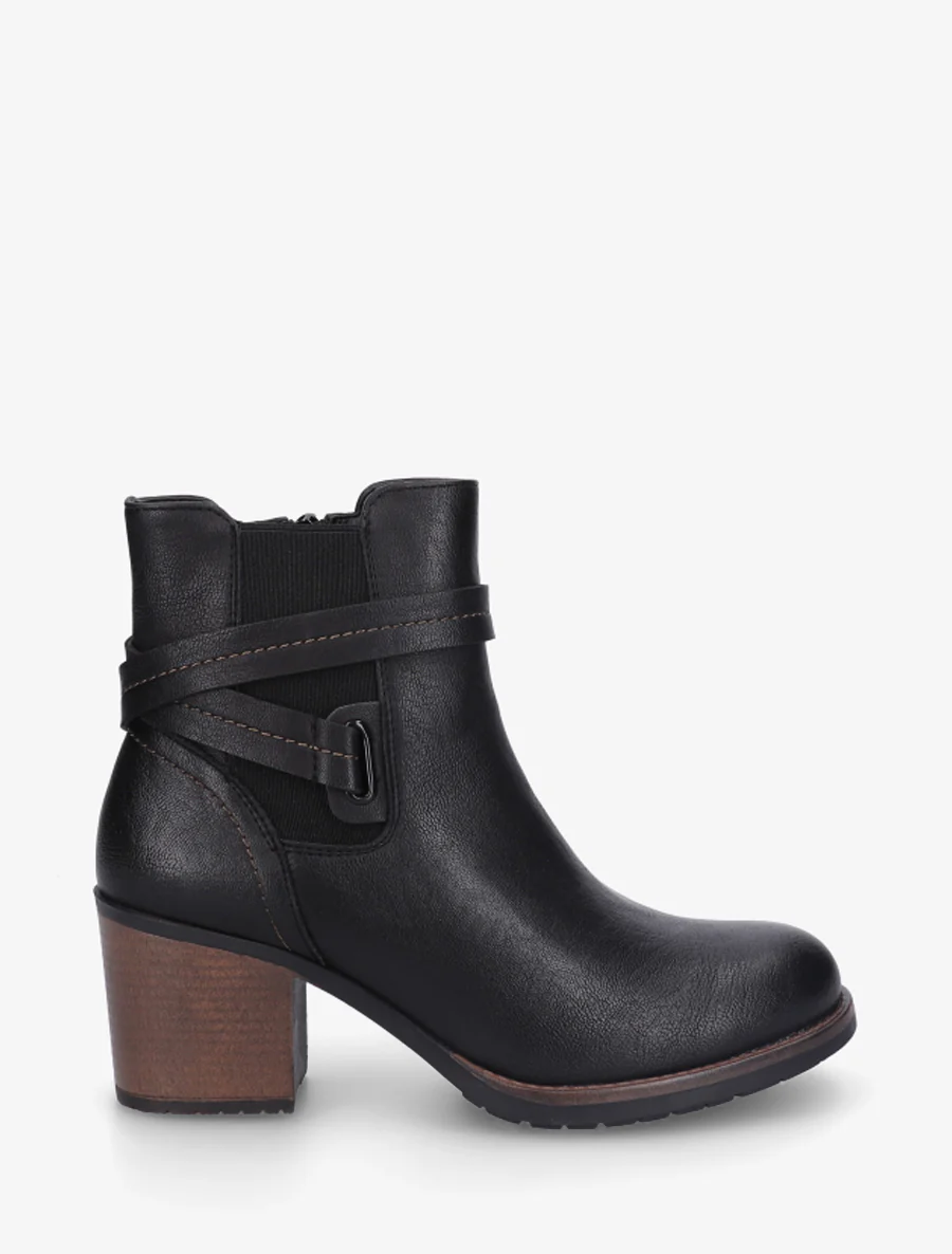 Bottines en simili à cheville élastiquée - Noir