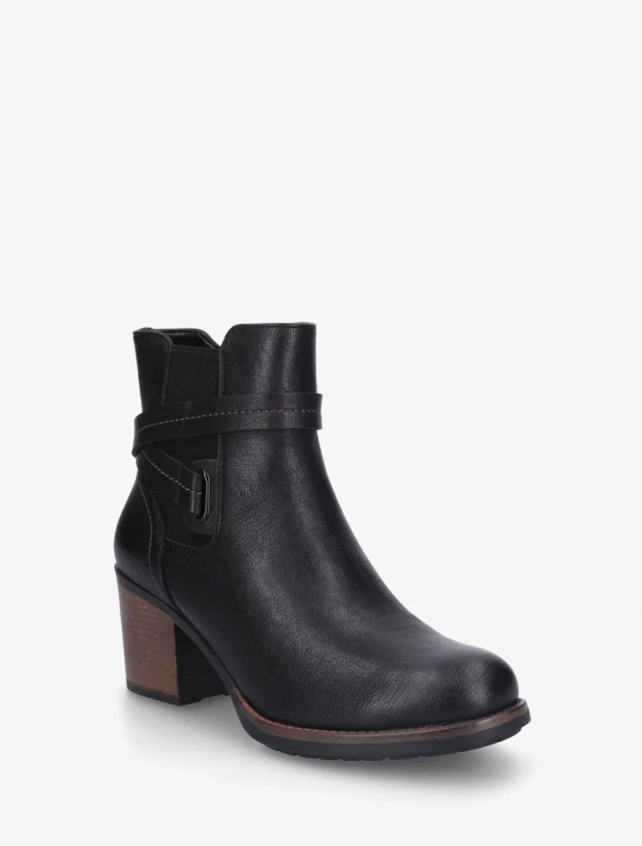 Bottines en simili à cheville élastiquée - Noir - Image 2