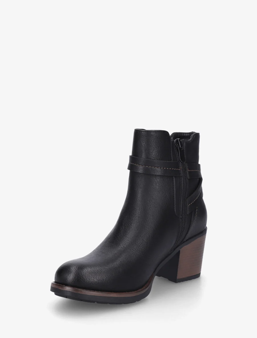Bottines en simili à cheville élastiquée - Noir - Image 3
