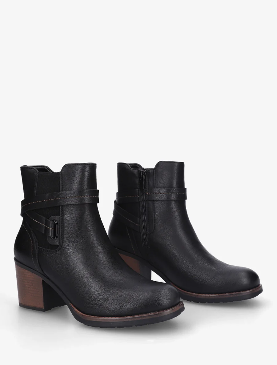 Bottines en simili à cheville élastiquée - Noir - Image 4