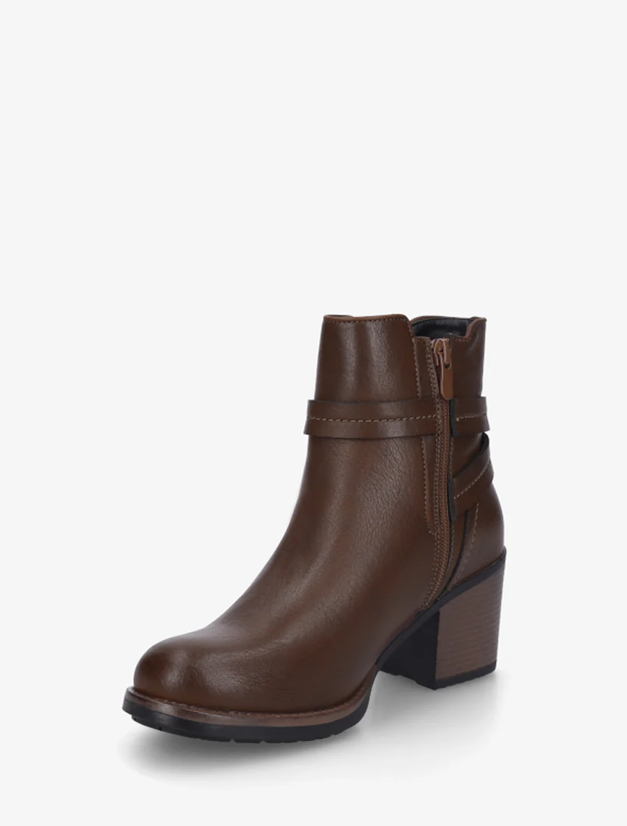 Bottines en simili à cheville élastiquée - Marron - Image 3