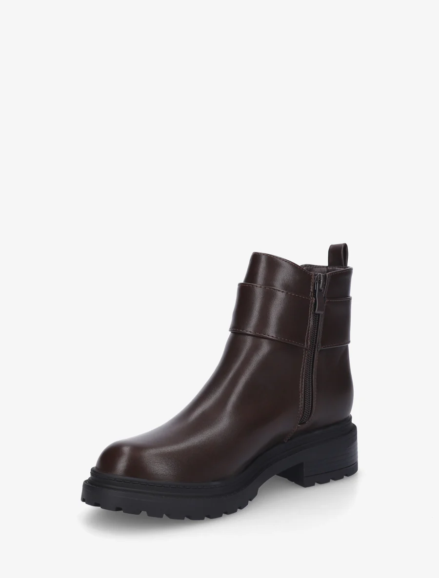 Bottines en simili à cheville élastiquée - Marron - Image 3