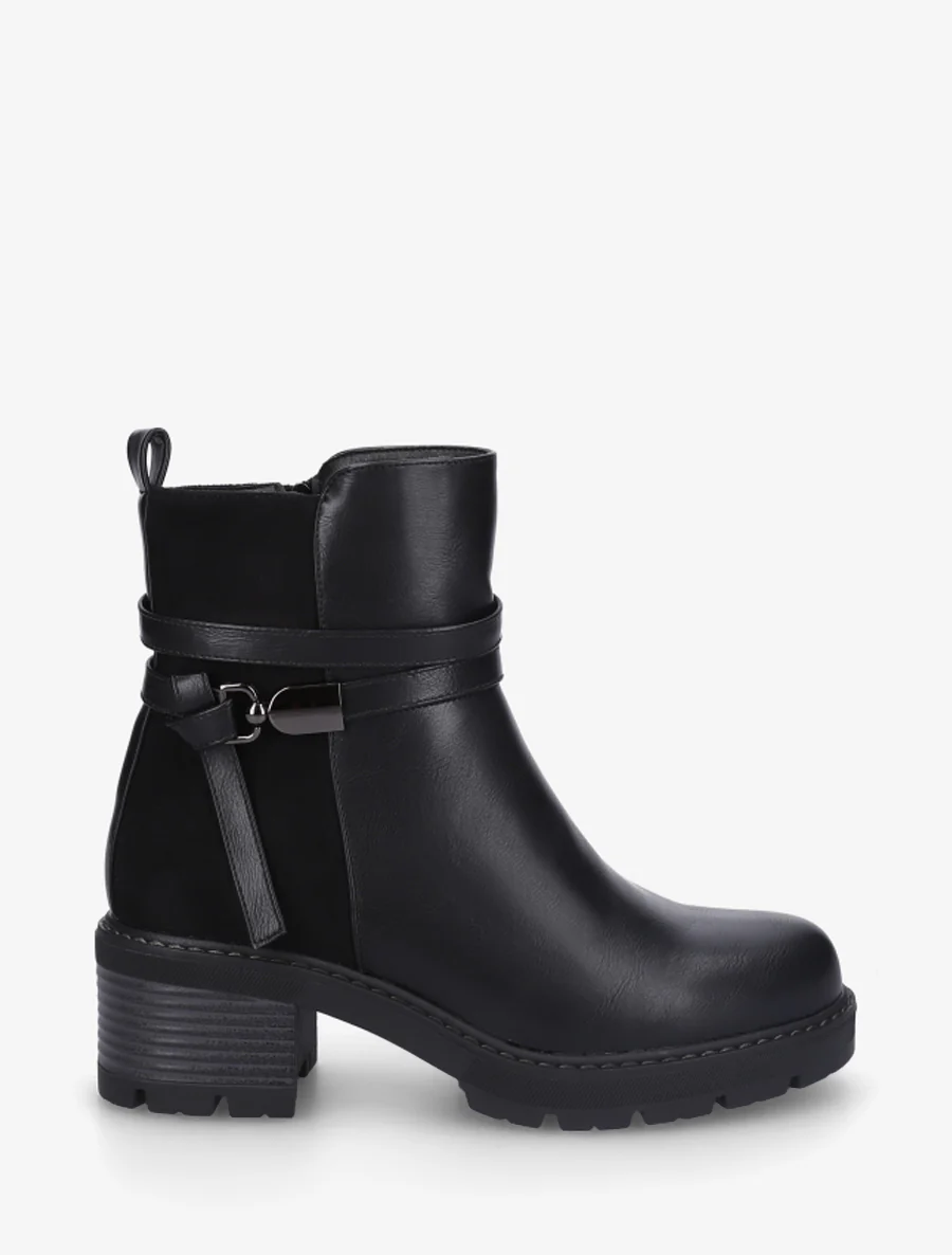 Bottines en simili à contrefort en suédine - Noir