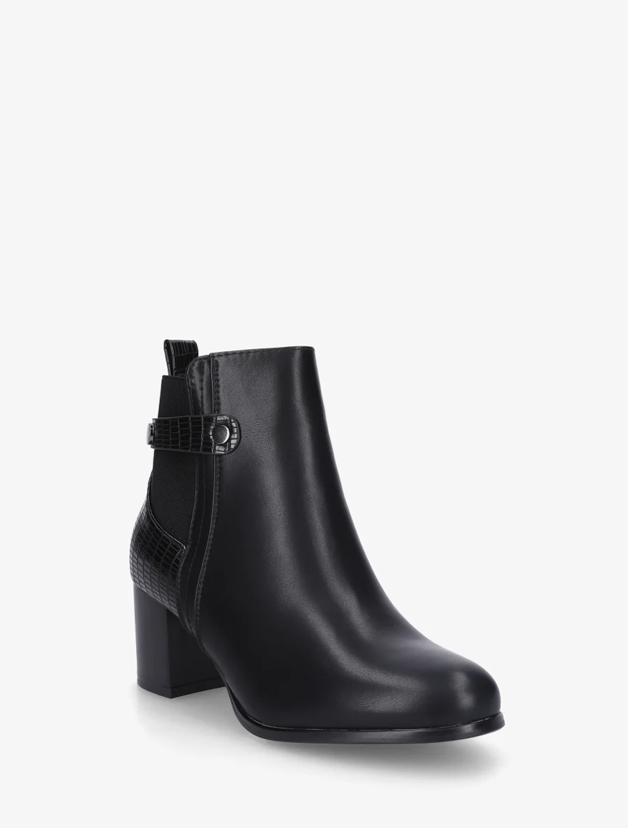 Bottines en simili à contrefort imprimé croco - Noir - Image 2