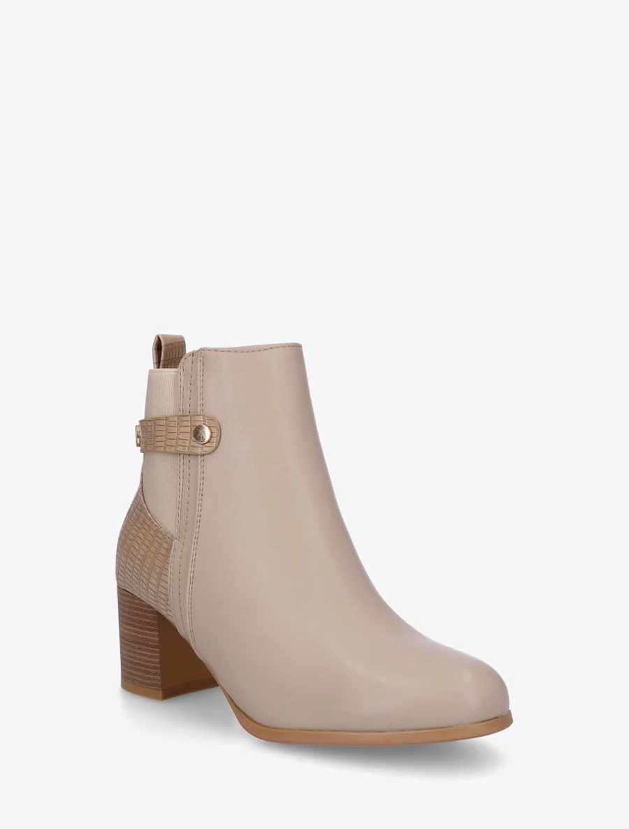 Bottines en simili à contrefort imprimé croco - Taupe - Image 2
