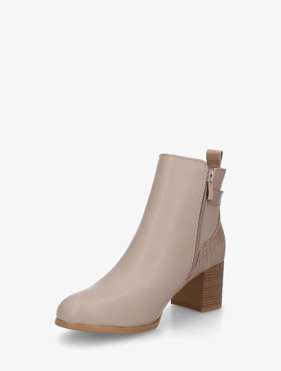 Bottines en simili à contrefort imprimé croco - Taupe - Image 3
