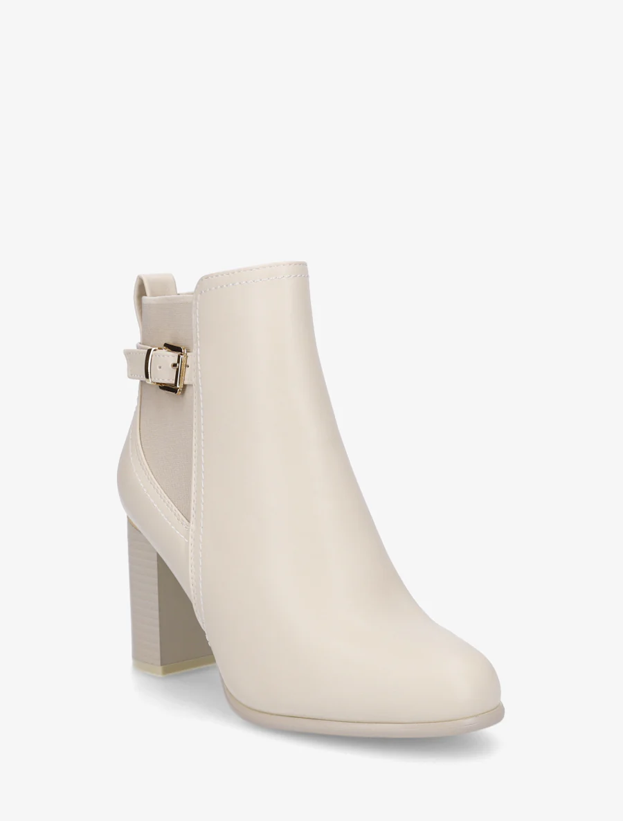 Bottines en simili à empiècement métal au talon - Beige - Image 2
