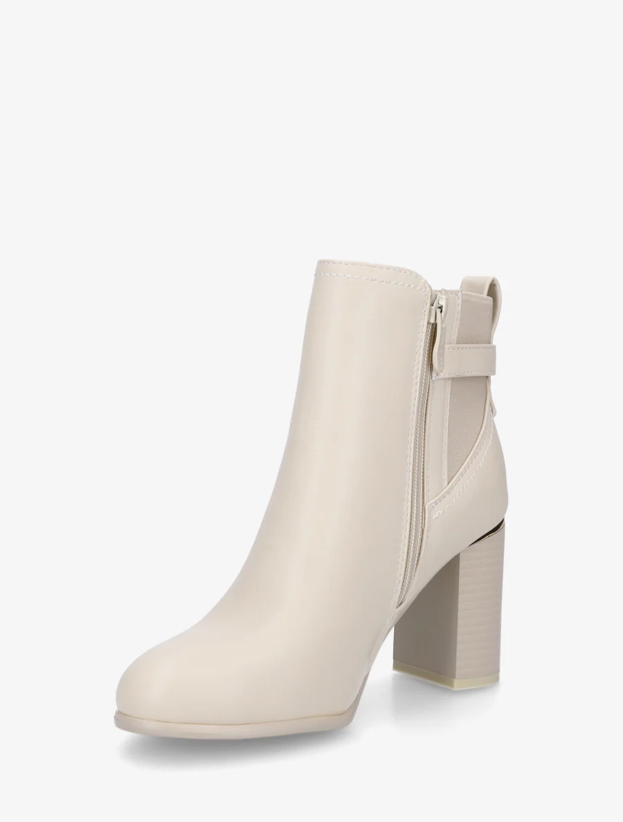Bottines en simili à empiècement métal au talon - Beige - Image 3