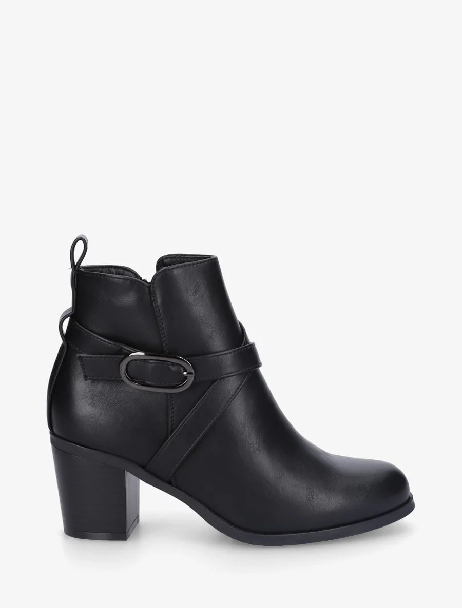 Bottines en simili à sangles - Noir