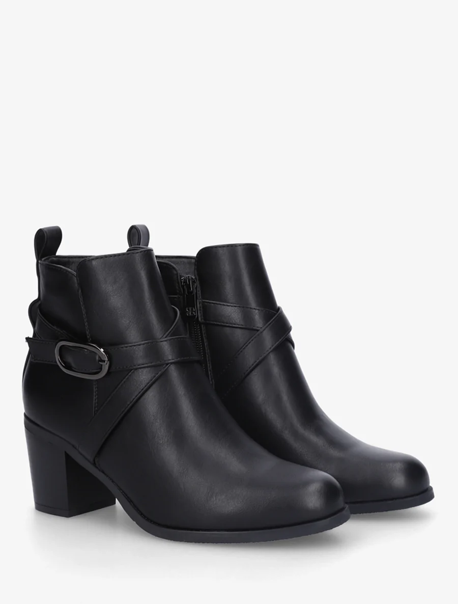 Bottines en simili à sangles - Noir - Image 4