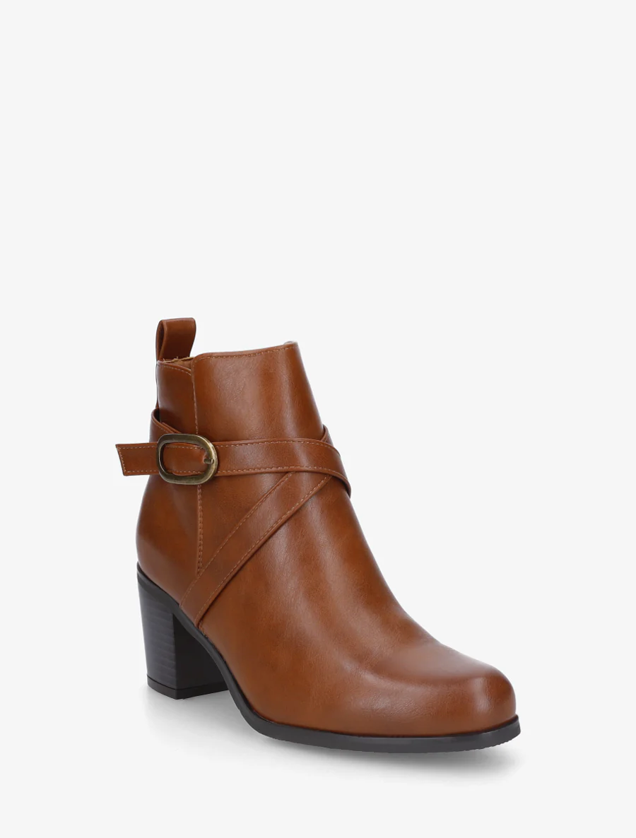 Bottines en simili à sangles - Camel - Image 2