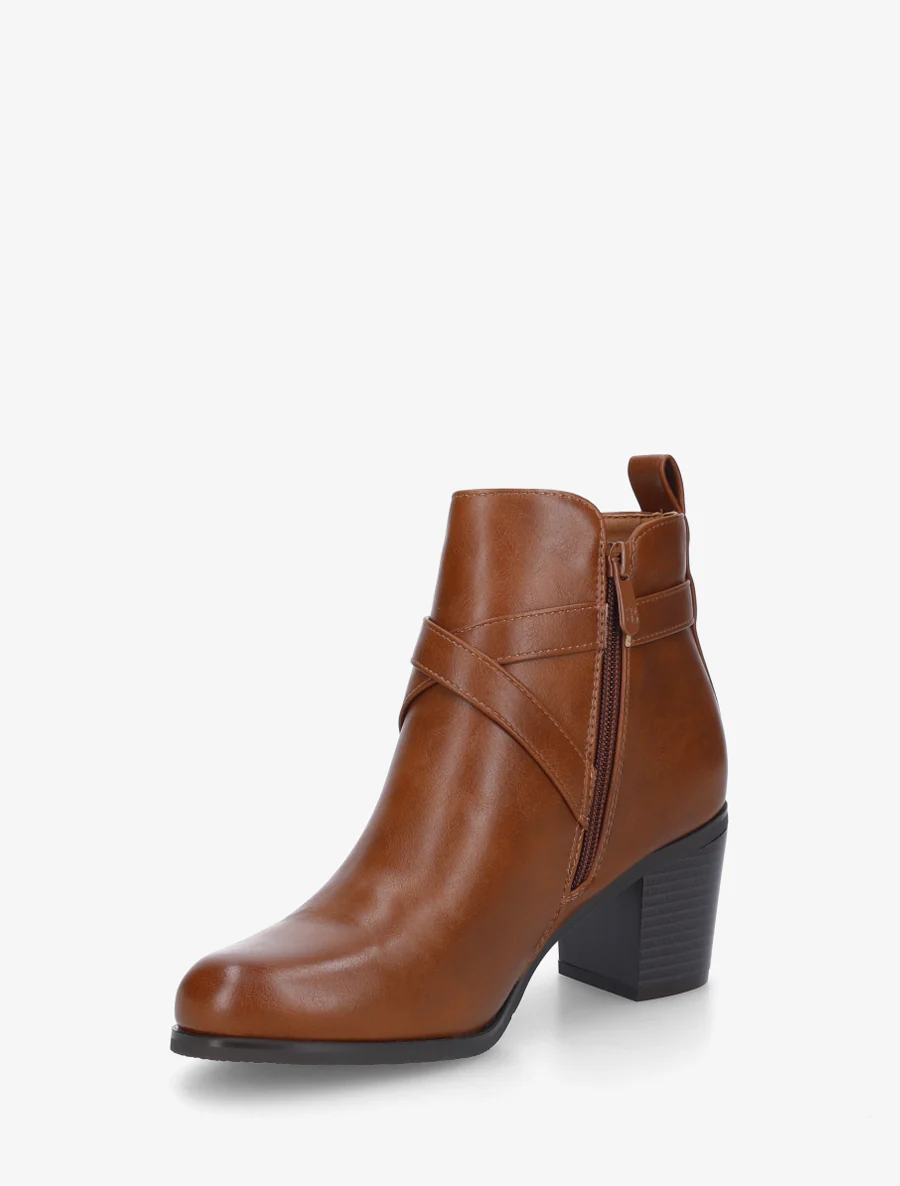 Bottines en simili à sangles - Camel - Image 3