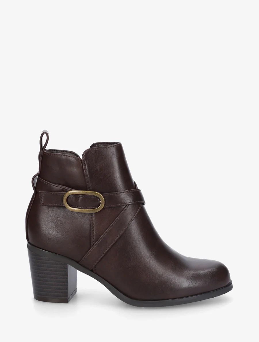 Bottines en simili à sangles - Marron