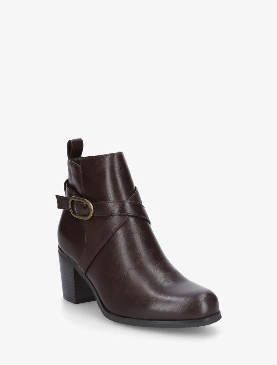 Bottines en simili à sangles - Marron - Image 2