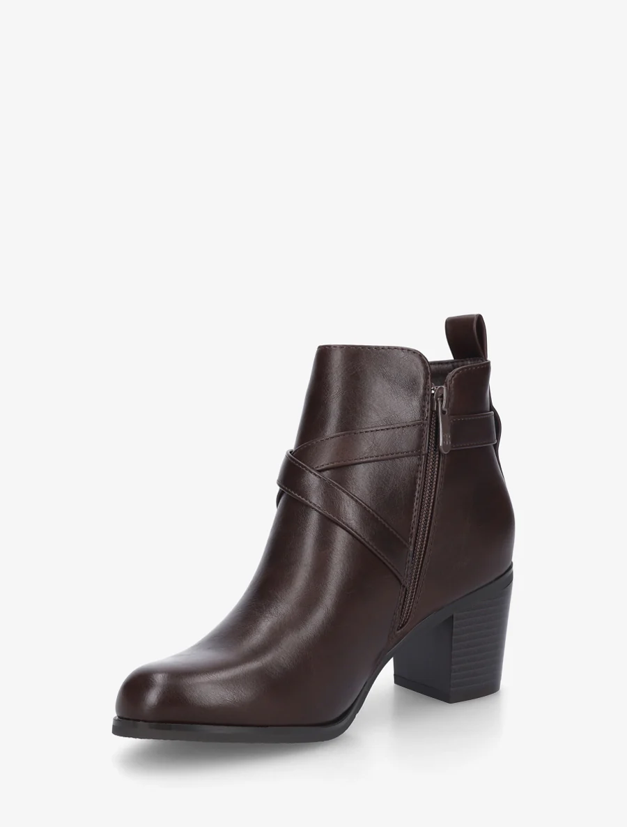 Bottines en simili à sangles - Marron - Image 3