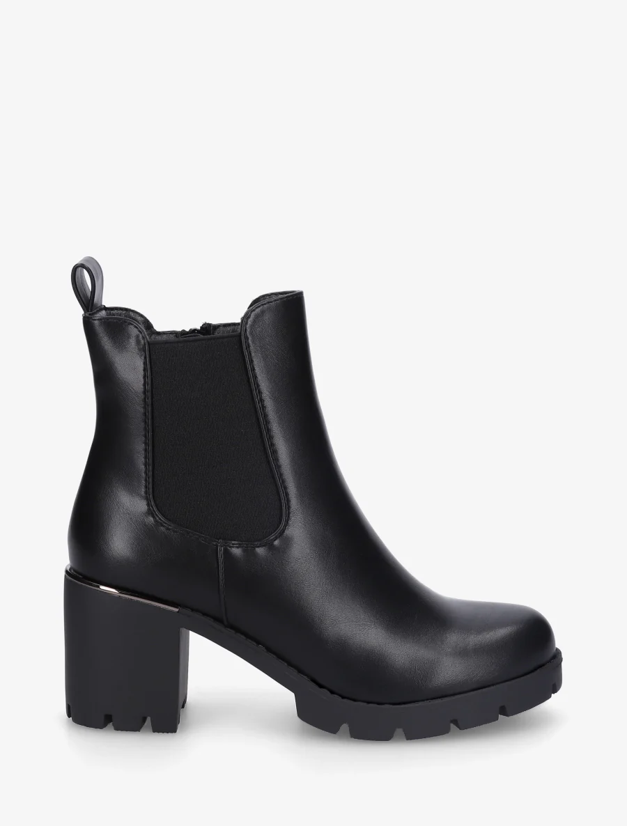 Bottines en simili à semelles crantées - Noir