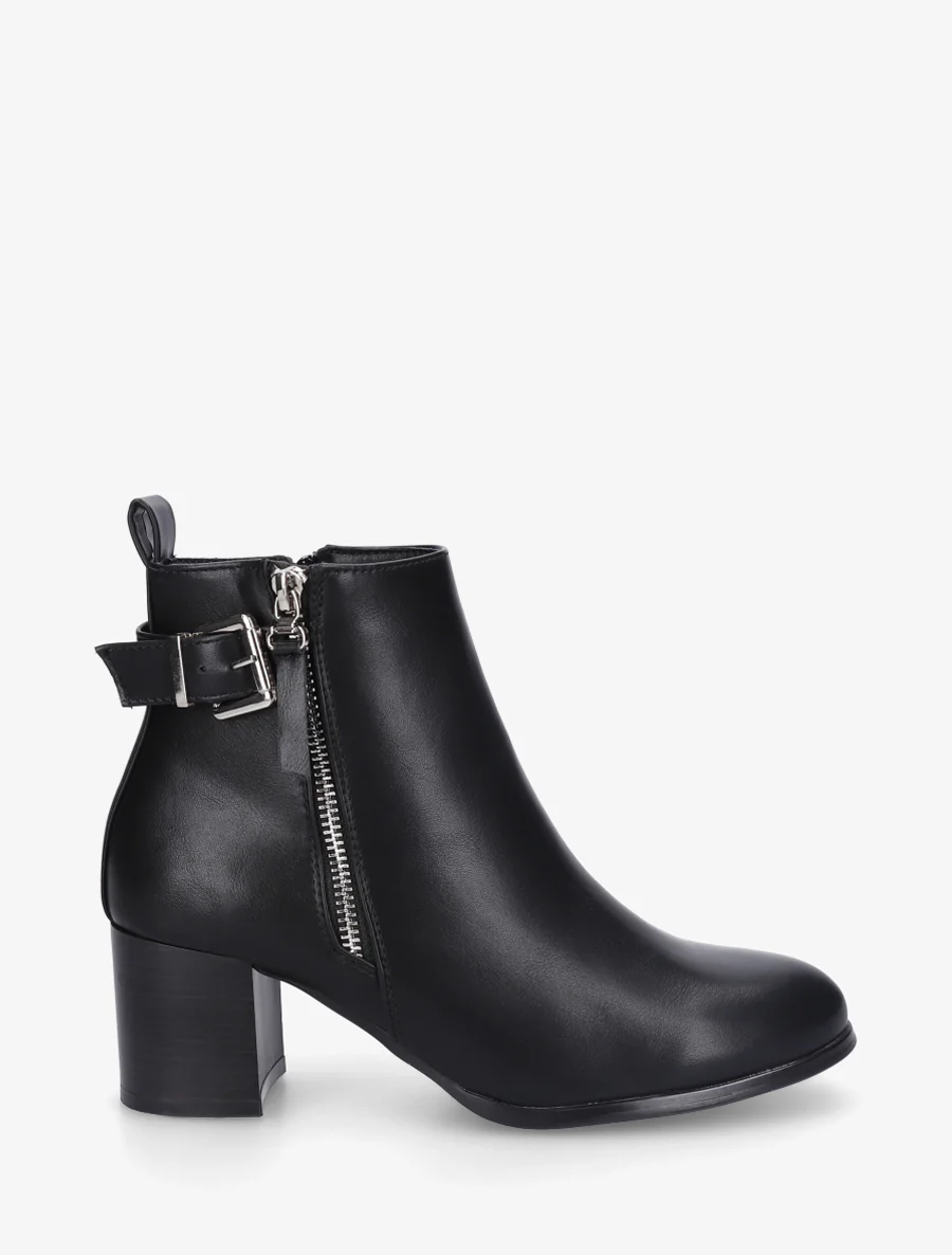 Bottines en simili à zip décoratif - Noir