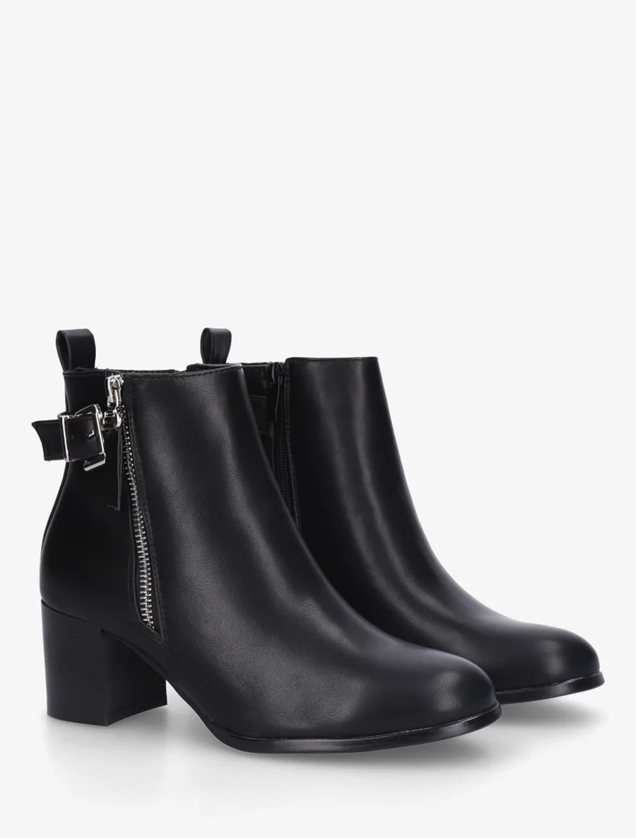 Bottines en simili à zip décoratif - Noir - Image 4