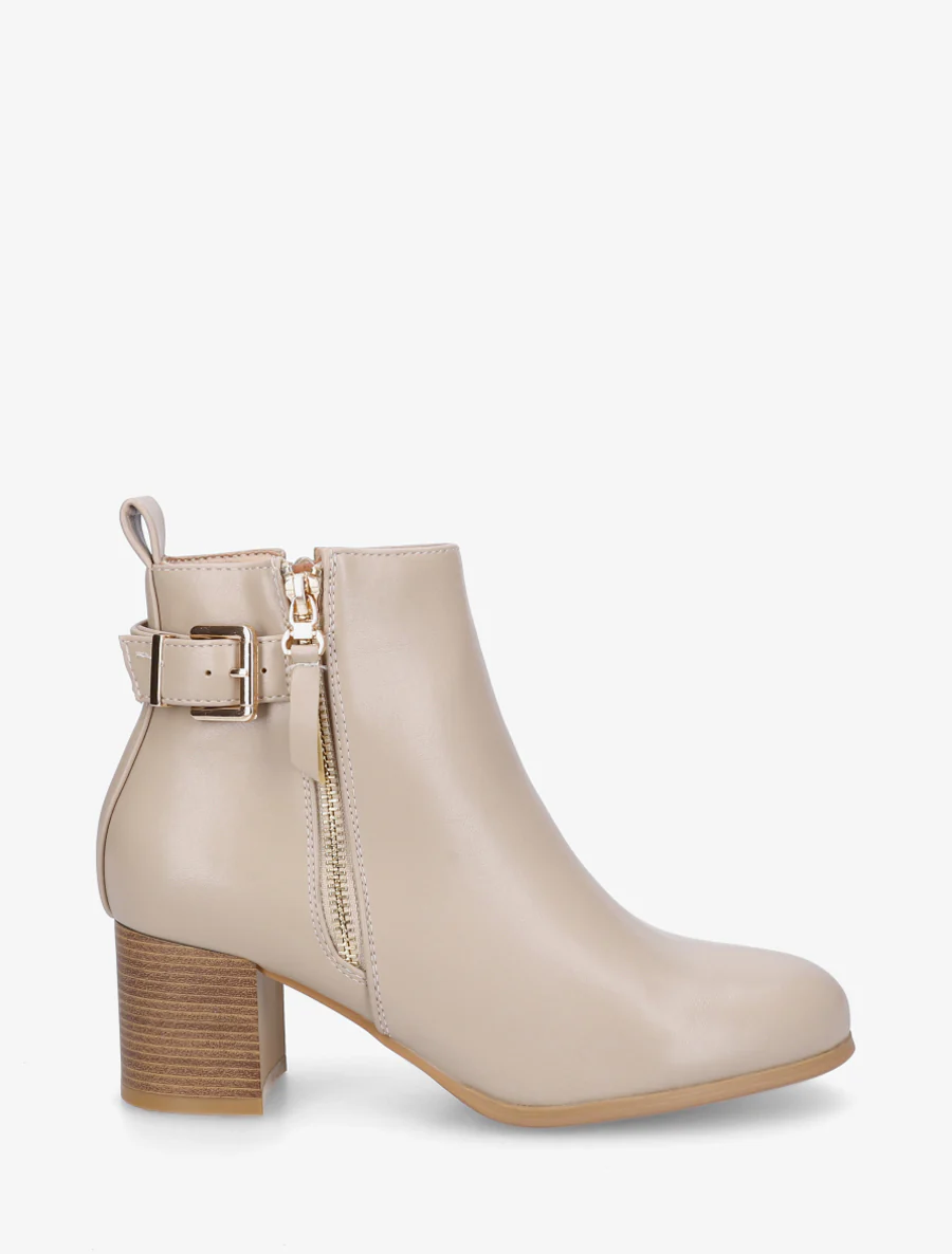 Bottines en simili à zip décoratif - Taupe