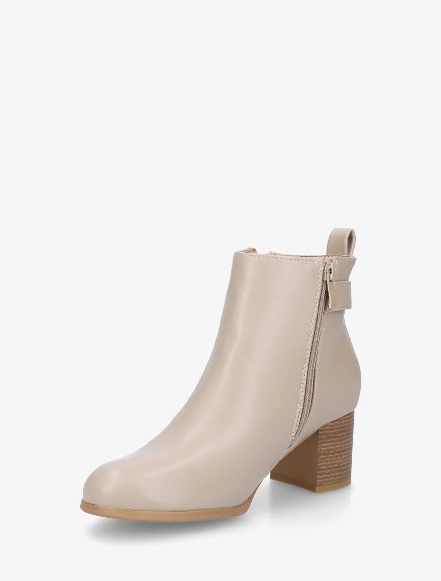 Bottines en simili à zip décoratif - Taupe - Image 3