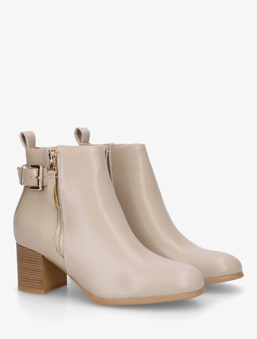 Bottines en simili à zip décoratif - Taupe - Image 4