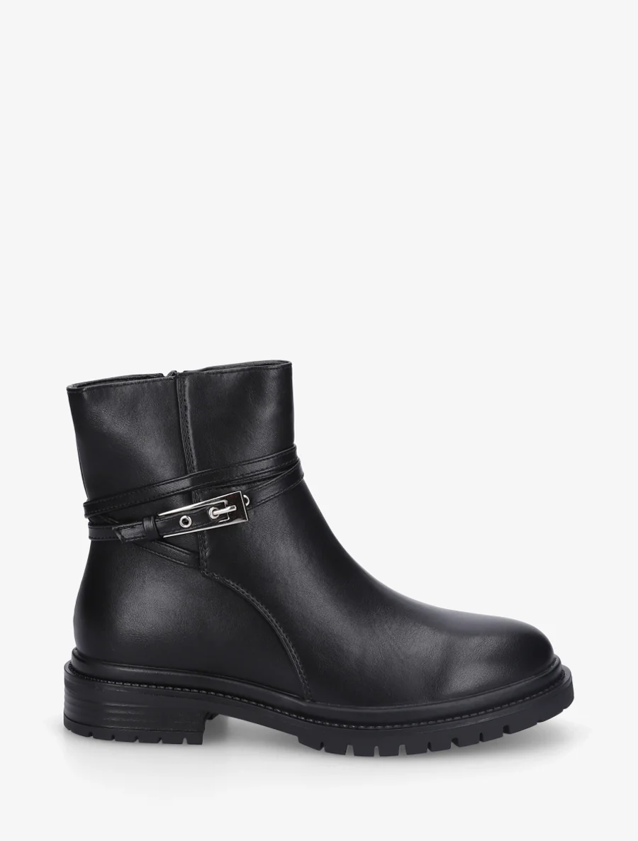 Bottines en simili sanglées - Noir