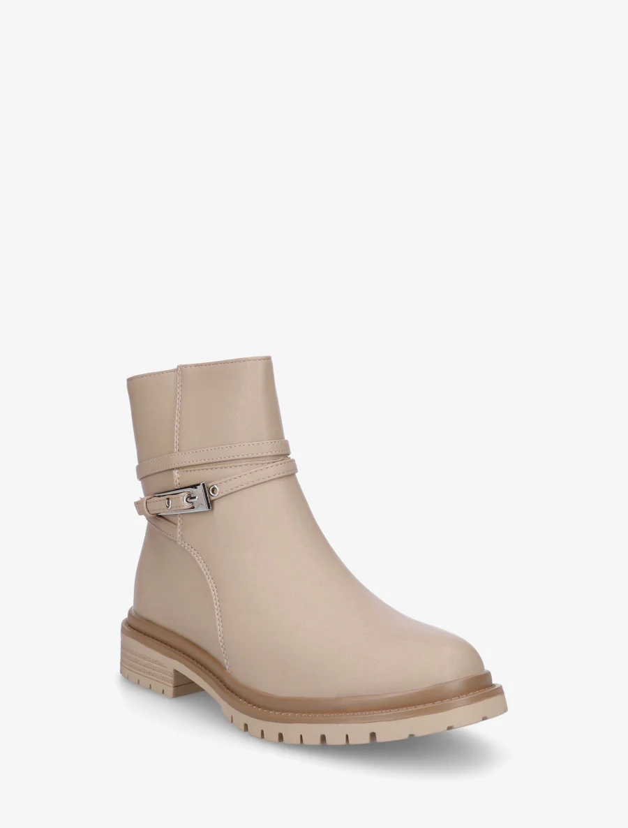 Bottines en simili sanglées - Beige - Image 2